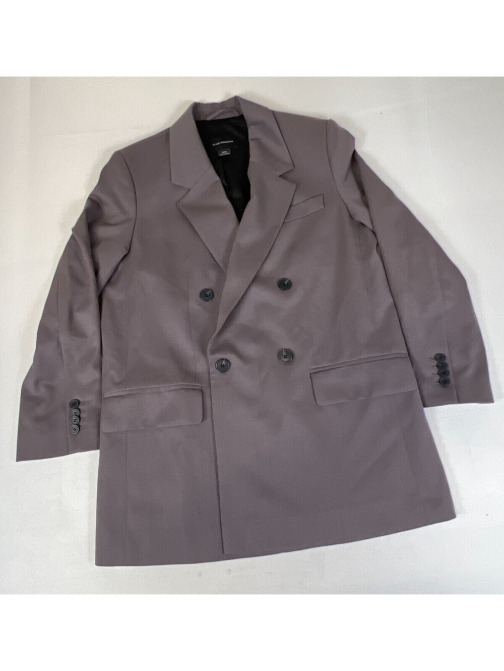 Club Monaco Men M Taupe Grey Wool Blend Double Breasted Blazer Sport Coat Jacket